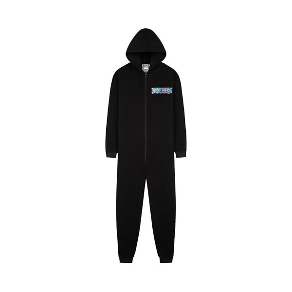 One Piece Grenouillère Homme Combinaison Pyjama Homme Combi Pyjama Chaud en Polaire Cadeau Anime Manga Adulte Ado S-3XL Noir