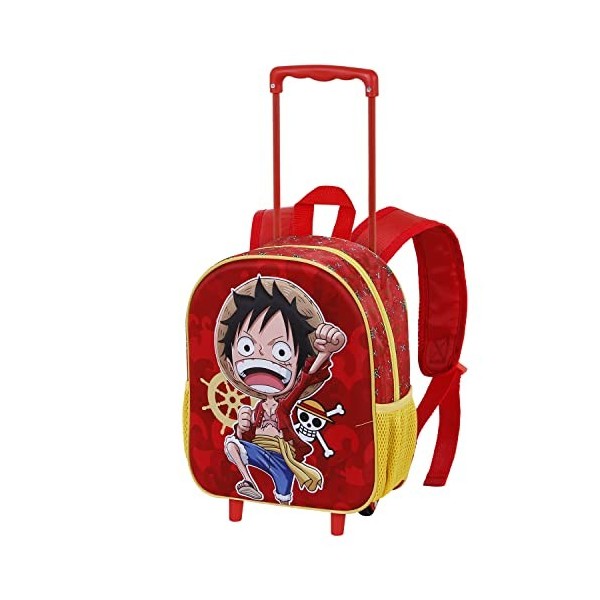 One Piece Luffy-Sac à dos 3D à Roulettes Petit, Rouge