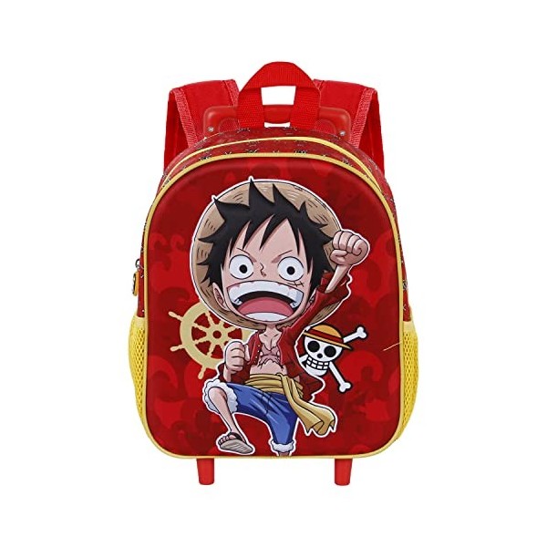 One Piece Luffy-Sac à dos 3D à Roulettes Petit, Rouge