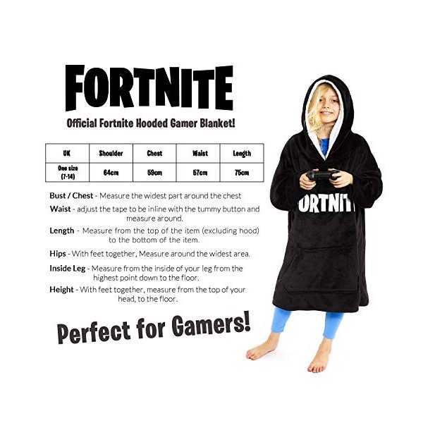 Fortnite Sweat à Capuche Extra Large, Pull Enfant Oversize en Polaire Ultra Douce Taille Unique 7-14 Ans, Cadeau pour Garçon 