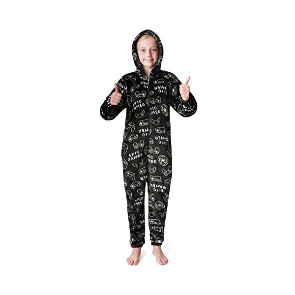 CityComfort Combinaison Pyjama Enfant, Grenouillère Surpyjama en Polaire, Combi Pyjama Enfant Garcon Fille Ado Gamer, Onesie 