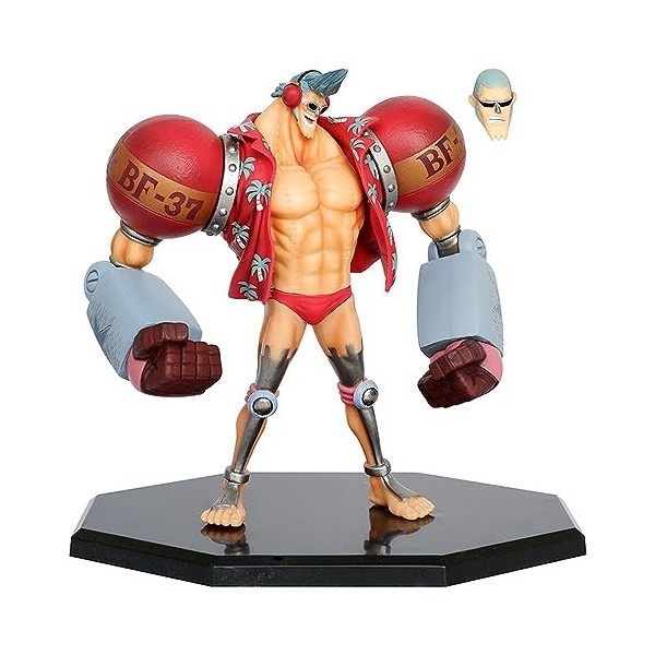 KorrBo Anime Figure Modèle One Piece Franky Posture Debout Remplaçable à Double Tête PVC Figurine daction Modèle Statue Joue