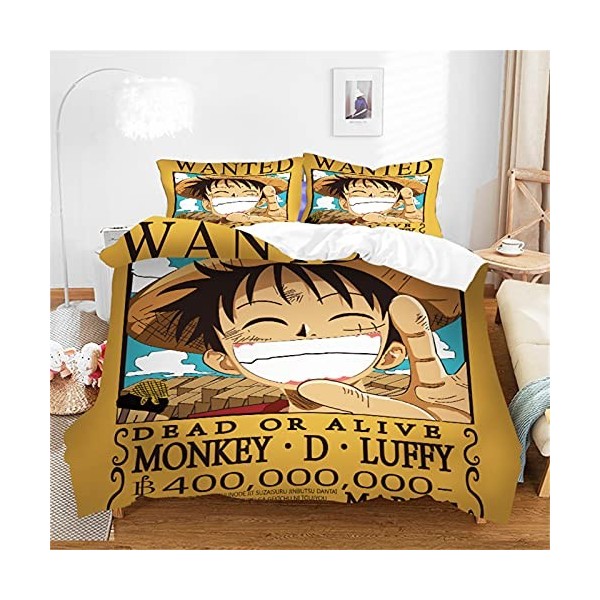 LKFFHAVD Parure de lit Anime One Piece - Parure de lit Luffy - Housse de Couette - Impression 3D - 100% Microfibre - Housse d