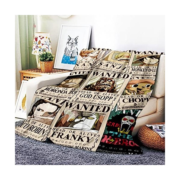 One Piece Bounty Wanted Couverture De Lit De Couverture Douce Chaude En Flanelle De Haute Qualité Adaptée à Lacouverture De C