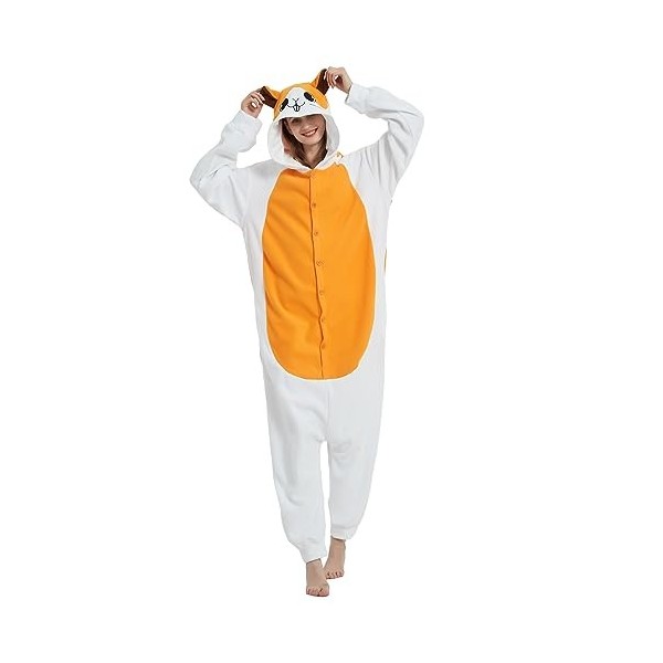 Focupaja Animaux Les Hamsters Onesie Costume dhalloween Combinaison Pyjama Noël One Piece pour Adultes et Adolescents Orange