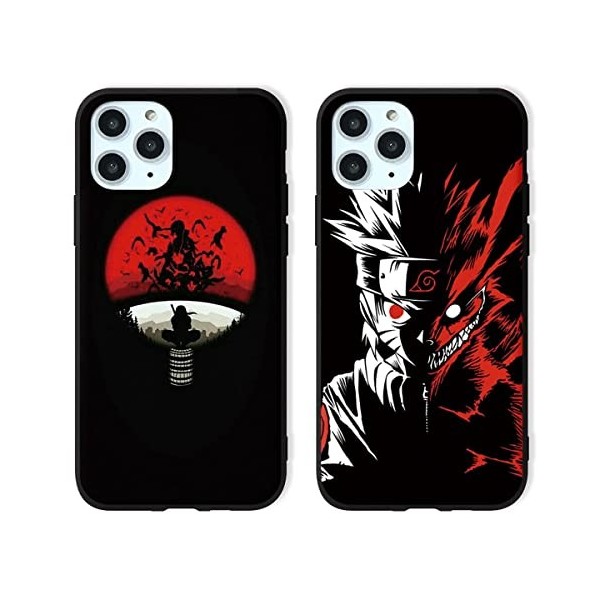 2 Pièces Coque pour Apple iPhone 15 Plus 6.7 Pouce, Anime Manga Case Kakashi Akatsuki Motif Dessin Matte Protection Housse Ét
