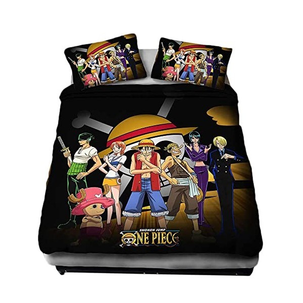 EVLURE Parure de lit Anime One Piece Parure de lit Luffy - Housse de Couette 3D Parure de Lit en Microfibre avec Fermeture éc