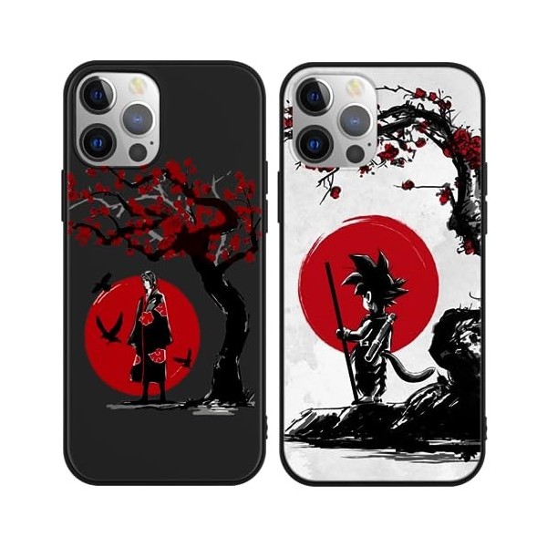 2 Pièces Coque pour Apple iPhone 15 Plus 6.7 Pouce, Anime Manga Case Kakashi Akatsuki Motif Dessin Matte Protection Housse Ét