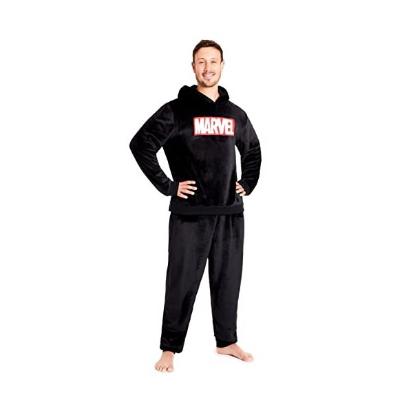 Marvel Pyjama Homme - Ensemble de Pyjama Homme Polaire Noir, M 