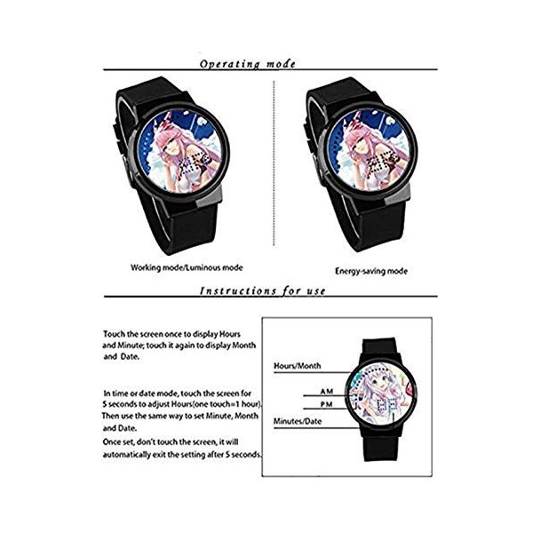 Montres Bracelet,Mode Écran Tactile LED Montre Créative One Piece Animation Entourant Montre Électronique Lumineuse Étanche S