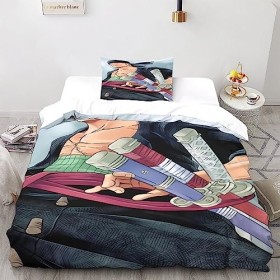 BYTUGI One Piece Parure De Lit pour Enfants Microfibre Zoro Parure Housse De Couette avec Taies doreiller Housse De Couette 