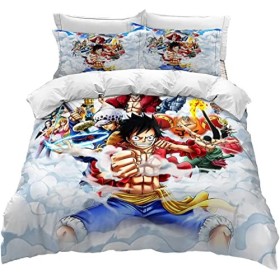 BioNyt Anime Housse de Couette 140x200-100% Microfibre One Piece Parure de Lit Super Douce et Confortable, avec Housse de Cou