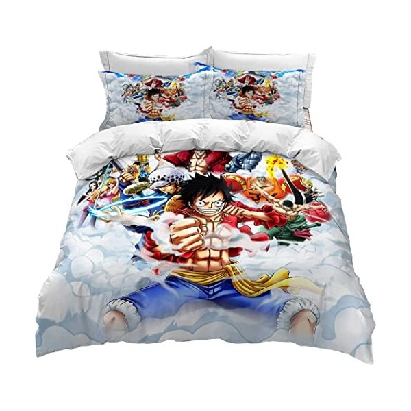 BioNyt Anime Housse de Couette 140x200-100% Microfibre One Piece Parure de Lit Super Douce et Confortable, avec Housse de Cou
