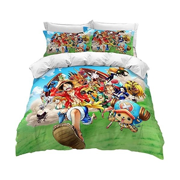 BioNyt Anime Housse de Couette 140x200-100% Microfibre One Piece Parure de Lit Super Douce et Confortable, avec Housse de Cou
