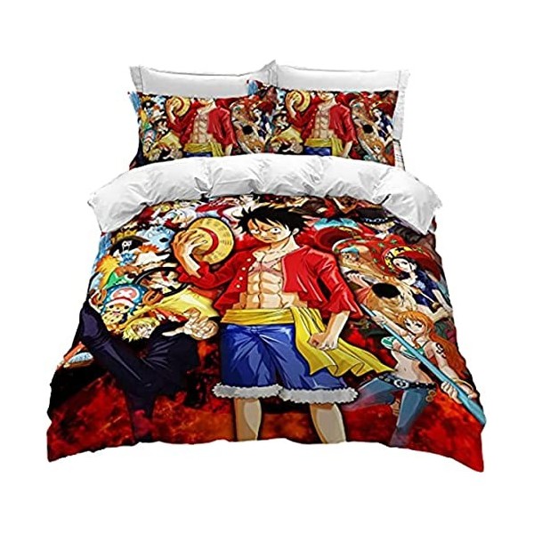 BioNyt Anime Housse de Couette 140x200-100% Microfibre One Piece Parure de Lit Super Douce et Confortable, avec Housse de Cou