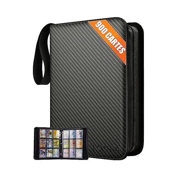 LOOBA® - Classeur Carte Pokemon, yu gi oh – Protection Album grand format – Grande capacité 900 pochettes – protège cartes à 