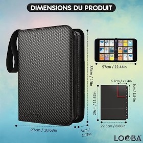 LOOBA® - Classeur Carte Pokemon, yu gi oh – Protection Album grand format – Grande capacité 900 pochettes – protège cartes à 