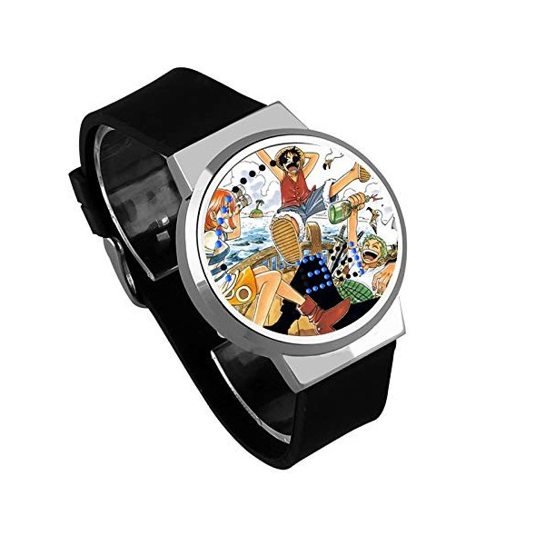 Haonb Montres Bracelet,Écran Tactile LED Animation One Piece Entourant La Lumière Étanche Montre Électronique DIY De Noir