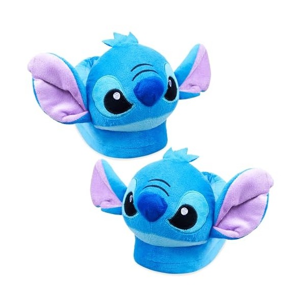 Disney Chaussons Femme Chaussons Peluche Adulte Rigolo Idée Cadeau Stitch Bourriquet Baby Yoda Bleu Stitch, 36-37 