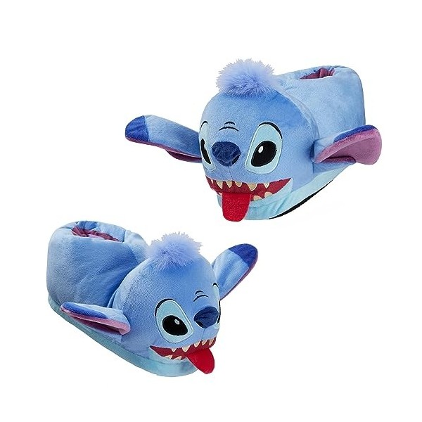 Disney Chaussons Femme Chaussons Peluche Adulte Rigolo Idée Cadeau Stitch Bourriquet Baby Yoda Bleu Stitch, 36-37 