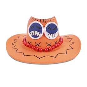 Chapeau Puma D. Ace aux poings ardents | Avec corde de perles et smileys | Pour fans de One Piece