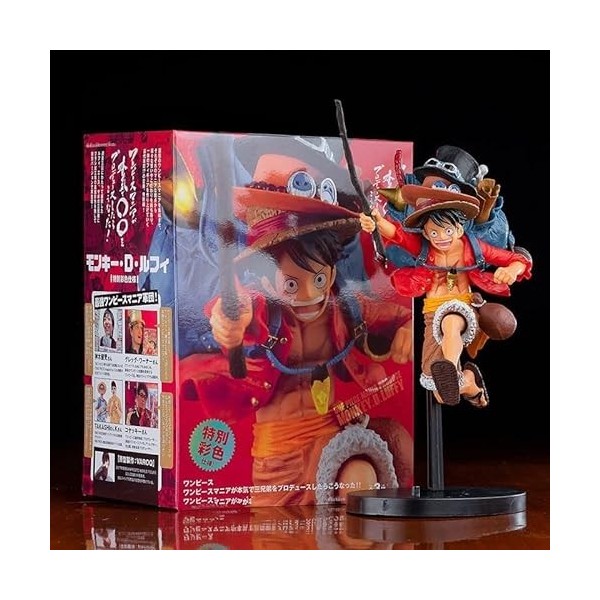REOZIGN One Piece Figures, Luffy Ace Sabo Figure Running Series Figure Statue 20cm/7.8inch One Piece Anime Luffy Ace Sabo PVC