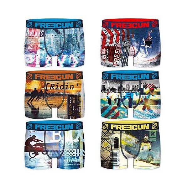 Freegun - Lot de 6 Boxer Surprises Aléatoires Enfants 14/16 ans - Multicolore