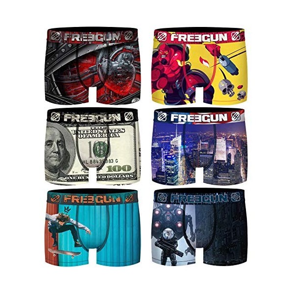 Freegun - Lot de 6 Boxer Surprises Aléatoires Enfants 14/16 ans - Multicolore