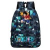 RavEnt Sac à dos Luffy Anime One Piece Cartoon Cartable Cartable Géométrique Oxford Daypack Bleu, multicolore