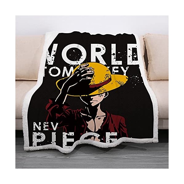 NECEHY Luffy One Piece Couvertures et Plaids 3D Imprimé Blanket Cartoon Anime Characters Couverture Souple en Peluche Flanell