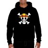 SERIVAL Sweat One Piece Logo Drapeau Jolly Roger Chapeau de Paille, Noir , L