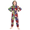 Marvel Combinaison Pyjama Enfant Garcon Surpyjama Grenouillère Garcon en Polaire Onesie Enfant Ado 9-15 Ans Avengers Noir/Ro