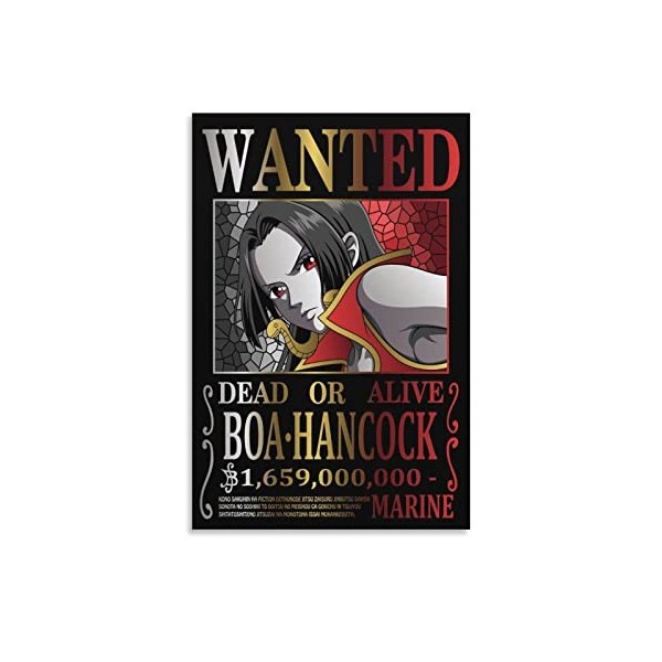 Poster animé One Piece Wanted Zoro One Piece - Art mural - Impression sur toile - Décoration dintérieur - 50 x 75 cm