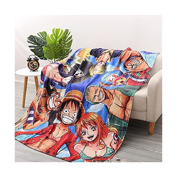 NECEHY Luffy One Piece Couvertures et Plaids 3D Imprimé Blanket Cartoon Anime Characters Couverture Souple en Peluche Flanell