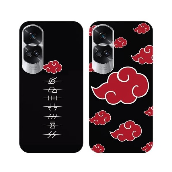 2 Pièces Coque pour Honor 90 Lite 5G 6.7 avec Anime Akatsuki Manga Cover Rouge 3D Imprimé Motiv Case Doux Antichoc Silicone