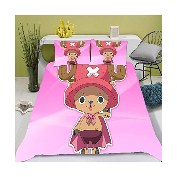 QROXY One Piece Literie en Coton avec Taie doreiller, 100% Microfibre, Luffy Zoro Housse De Couette à Impression Numérique 3