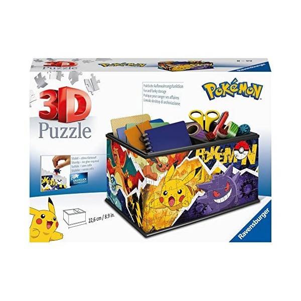Ravensburger - Puzzle 3D Boite de rangement - Pot à crayons - Pokémon - A partir de 8 ans - 216 pièces numérotées à assembler