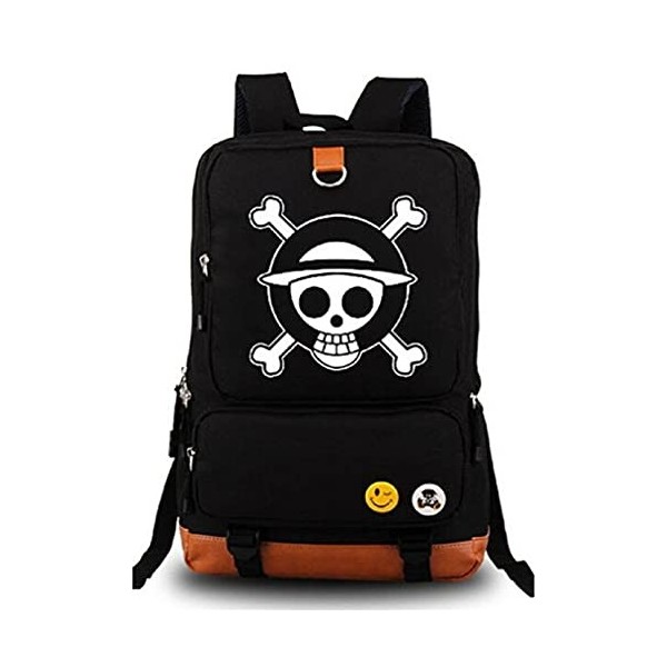 Gumstyle Anime One Piece Monkey D Luffy Lumineux Sac à Dos Cartable Backpack pour Ordinateur Portable Etudiant Sac de Livre d