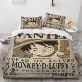 KAZIO Housse De Couette 90x190cm - Manga One Piece Parure De Lit avec Fermeture Éclair, Parure Housse Couette en Microfibre a