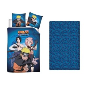 Aymax Parure de lit 3 Pièces Naruto - Housse de Couette 140x200 cm + Taie doreiller 63x63 cm + Drap-Housse Assorti 90x190 cm