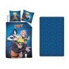 Aymax Parure de lit 3 Pièces Naruto - Housse de Couette 140x200 cm + Taie doreiller 63x63 cm + Drap-Housse Assorti 90x190 cm