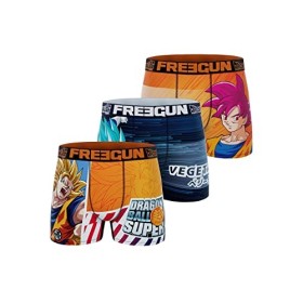FREEGUN Boxer Enfant Dragon Ball Super, Caleçon Garçon Goku et Vegeta Lot de 3 , Orange, Bleu, Jaune, Rouge, Taille 8/10 Ans