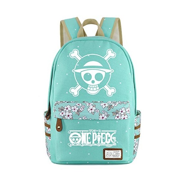 Roffatide Anime One Piece Sac à Dos Lumineux Chapeau De Paille Sac De Livre Déquipage Sac Décole à Pois en Toile