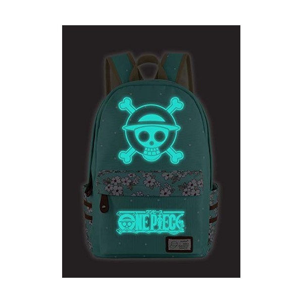 Roffatide Anime One Piece Sac à Dos Lumineux Chapeau De Paille Sac De Livre Déquipage Sac Décole à Pois en Toile