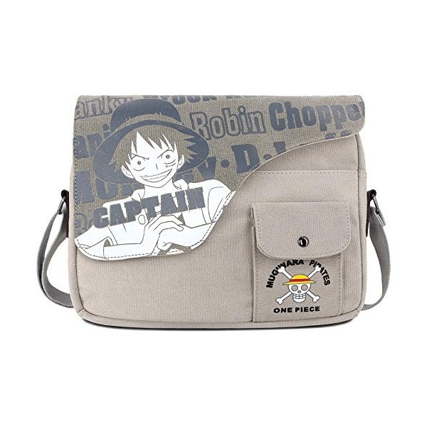 Roffatide Anime One Piece Luffy Straw Hat Pirates Cartable Toile Messenger Sac Imprimé Rabat Bandoulière Cartable Sac à Bando