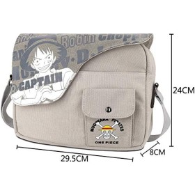 Roffatide Anime One Piece Luffy Straw Hat Pirates Cartable Toile Messenger Sac Imprimé Rabat Bandoulière Cartable Sac à Bando