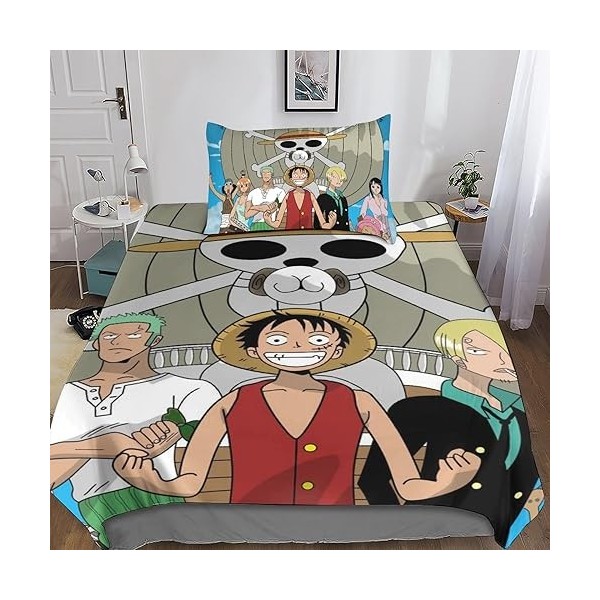 One Piece Housse De Couettes Parure De Lit Parure Luffy Anime Housses De Couettes 3D Chambre Décor 2 pièces Ensemble De Liter