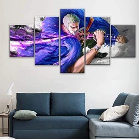 VEYEBZ 5 Pièces Encadrée Impressions Sur Toile Peinture 75×40Cm Anime One Piece Roronoa Zoro Art Mural Abstrait Modulaire Aff