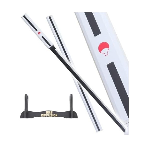 RKS Diffusion Katana Tout en Bois Lame en Bois Sasuke Epee Blanc Epee Kusanagi Sabre Cosplay Sasuke Katana + Presentoir en Bo
