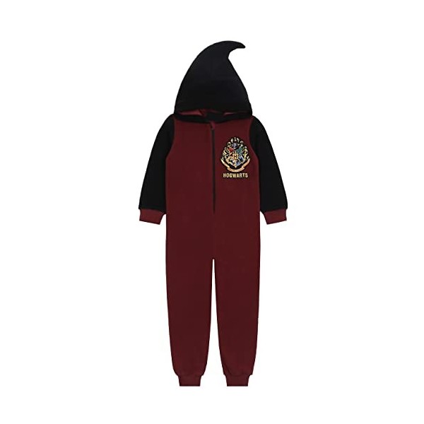 Harry Potter One Piece Pyjama/Combinaison Garçons Noir Bordeaux Hooded Onesie 3 Ans